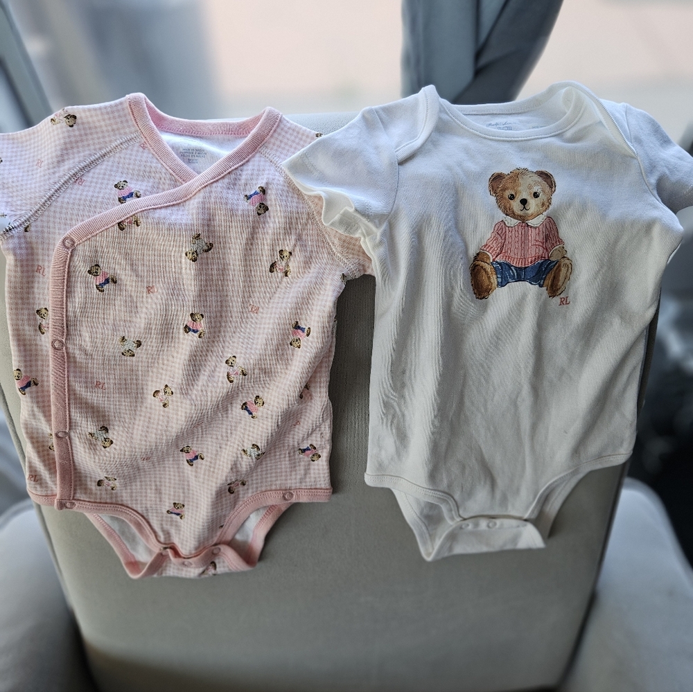 Classic Pink and White Bear Print Bodysuit Set